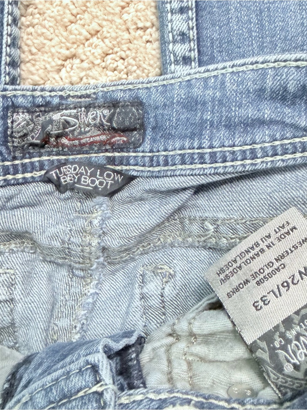 Y2K Silver Low-Rise Distressed baby bootcut Women's Jeans - Light Blue - Picture 3 of 8